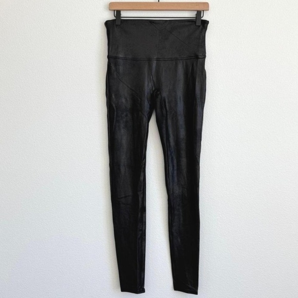 Spanx Fauxā Leather High Waisted Leggings XL Black Biker Edgy Goth Mob Wife